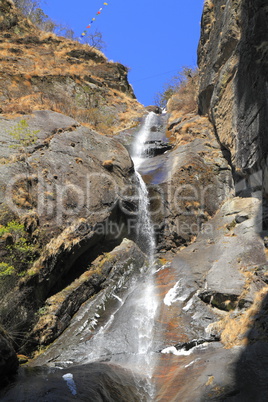 Waterfall in valley of Bhutan