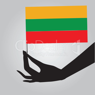 Hand with flag Lithuania