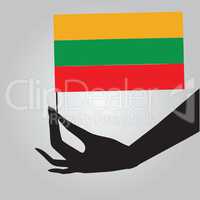 Hand with flag Lithuania