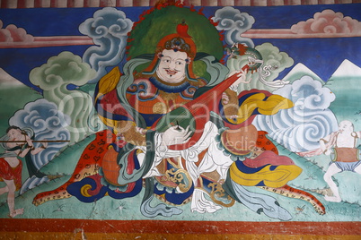 Ancient wall painting in the Tashichho Dzong