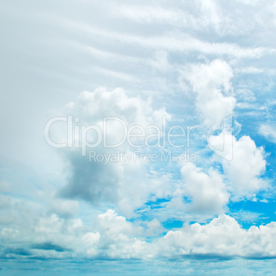 blue sky and white cumulus clouds