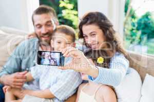 Happy family taking a selfie