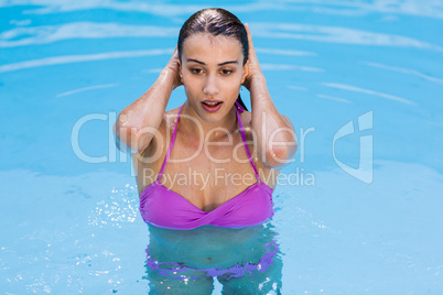 Beautiful woman in swimming pool