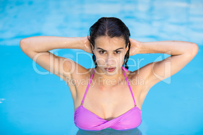 Beautiful woman in swimming pool