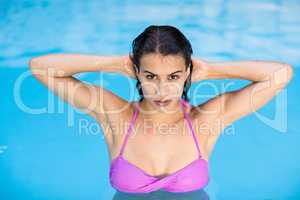 Beautiful woman in swimming pool