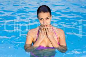 Beautiful woman in swimming pool