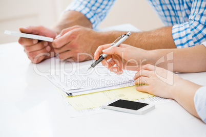 Couple calculating bills