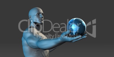 Businessman Holding the World in His Hands