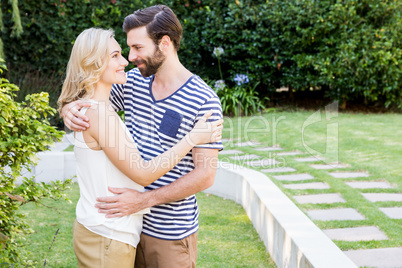 Romantic young couple embracing