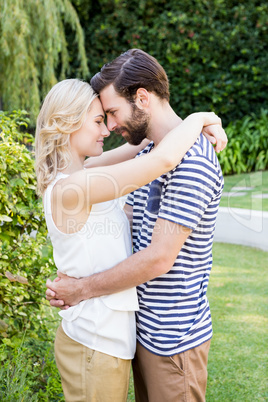 Romantic young couple embracing each other