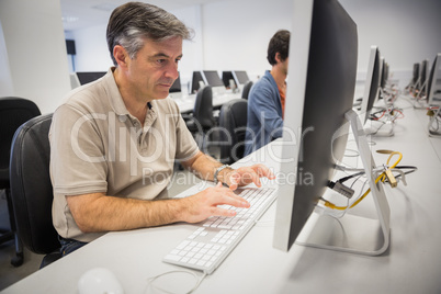 Professor using computer