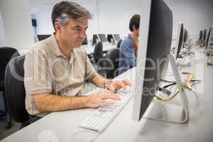 Professor using computer