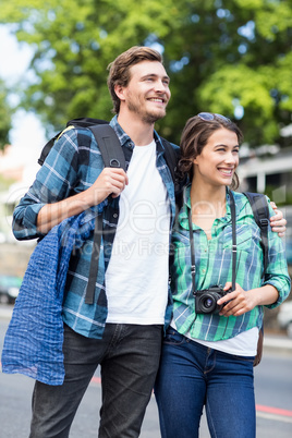 Young couple standing outdoors