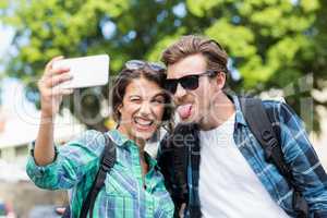 Young couple taking a selfie