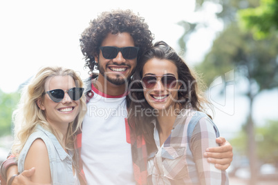 Friends posing at camera