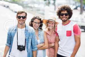 Friends posing at camera