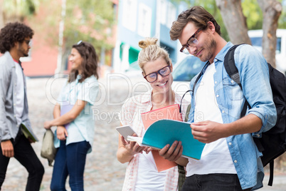 Students reading book