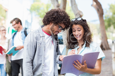 Students reading book