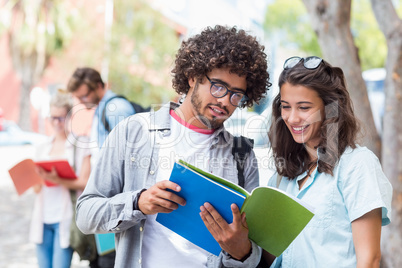 Students reading book