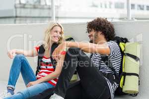 Young couple interacting on terrace