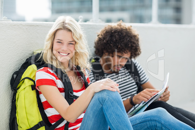 Beautiful woman smiling at camera Beautiful woman smiling at camera