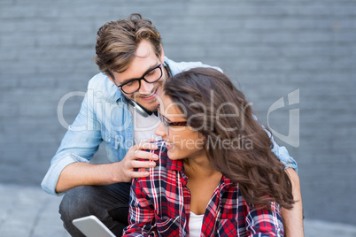 Young couple interacting with each other