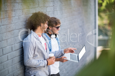 Friends using laptop