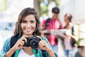 Portrait of young woman smiling