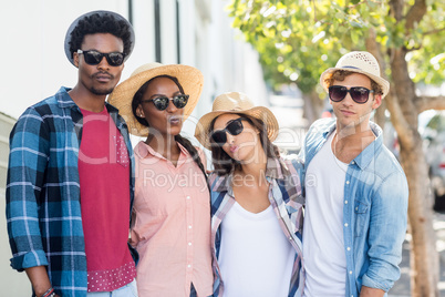 Friends posing at camera