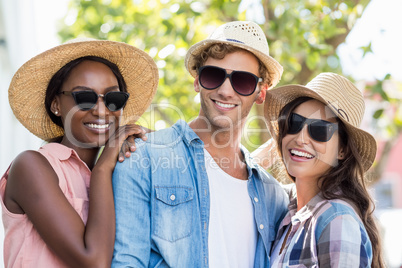 Friends posing at camera