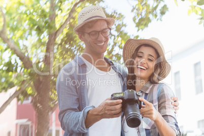 Young couple looking in camera