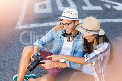 Young couple looking in camera