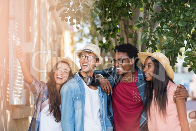 Friends taking selfie on a mobile phone