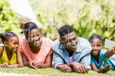 Happy family taking a photo