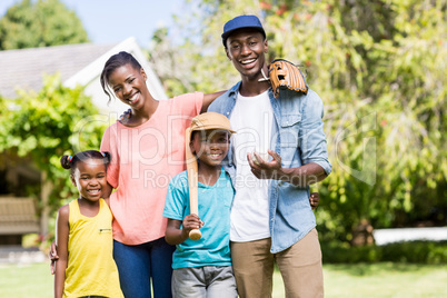 Happy family posing together