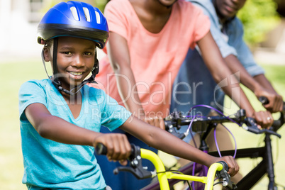 Young man doing bicycle