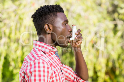 Man is taking a breath of air fresh