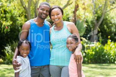 Happy family posing together