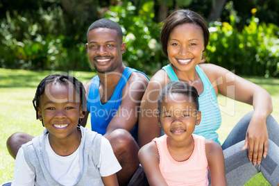 Happy family posing together