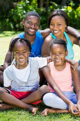 Happy family posing together