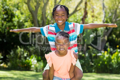 Young children posing