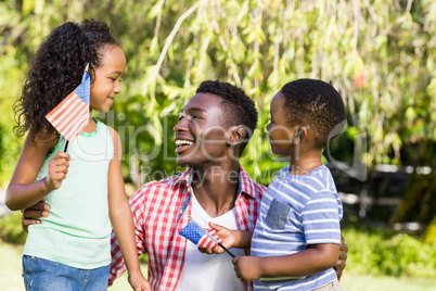 Happy family posing together