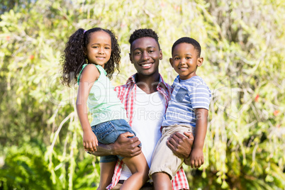 Happy family posing together