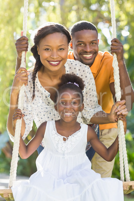 Happy family posing together