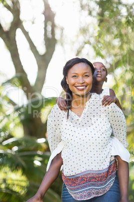 Happy family posing together