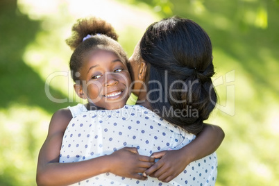 A daughter having hug
