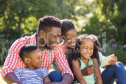 Happy family taking picture