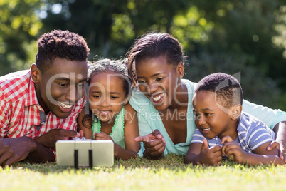 Happy family taking picture