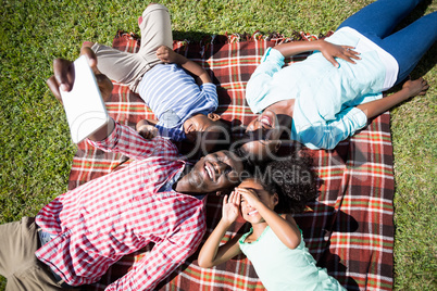 Happy family relaxing together