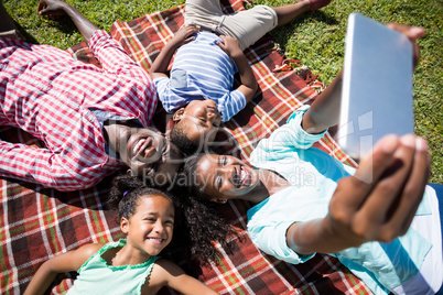 Happy family taking a photo